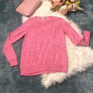 LOFT Pink & White Marbled Crewneck Sweater Size S